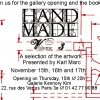 <h3>Flyer verso pour le vernissage de l’exposition « Hand Made » à la Galerie Kennory Kim (75002)</h3>